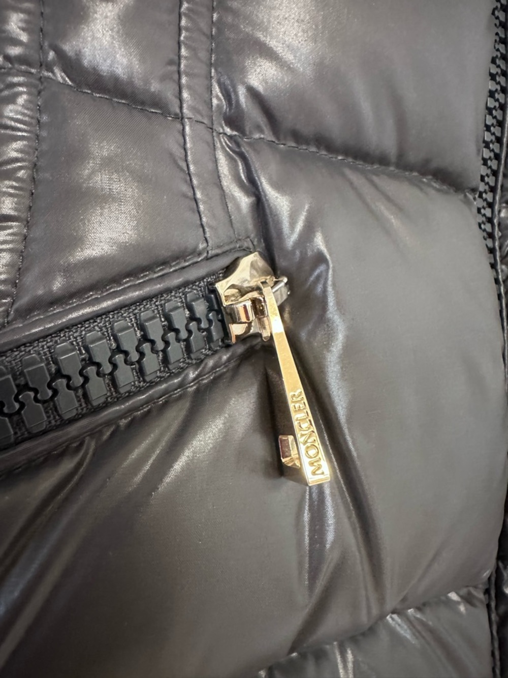 Moncler Shiny Black Quilted Puffer Jacket - Picture 2 of 6